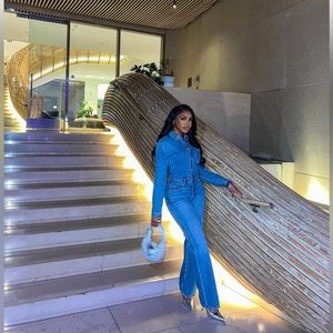 ZARA Denim Jumpsuit-Straight Leg